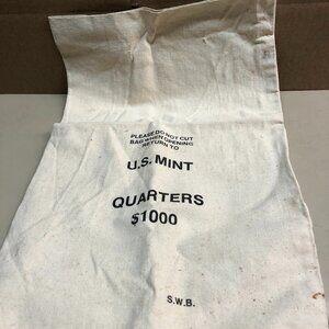 U.S. Mint $1000 Quarters S.W.B. Canvas Bank Deposit Bag 12" x 19" #F81